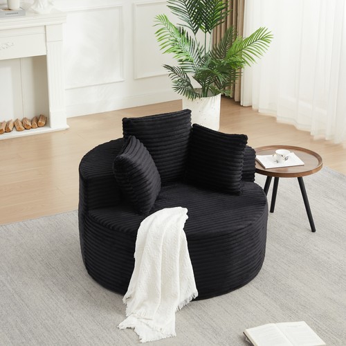 Round corduroy single sofa - round,