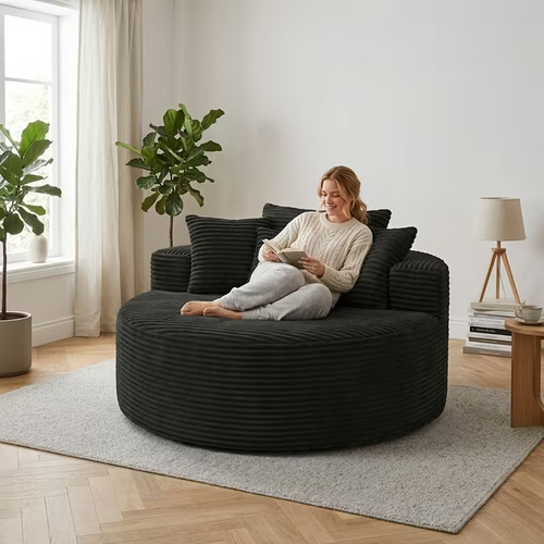 Oversized round modular black - round,